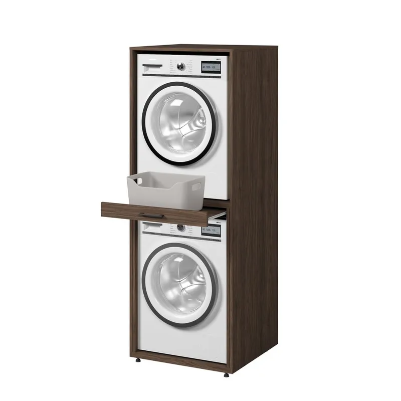 Tvättmaskin/Torktumlarskåp Aza 1 Hylla - Valnöt Villa - Förvaring - Badrumsförvaring