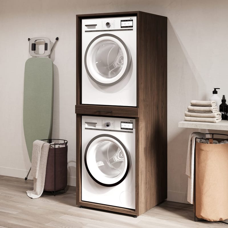 Tvättmaskin/Torktumlarskåp Aza 1 Hylla - Valnöt Villa - Förvaring - Badrumsförvaring