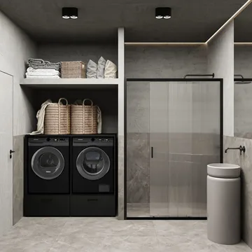 Tvättmaskin/Torktumlarskåp Rosa med 2 lådor - Svart Onyx - Förvaring - Badrumsförvaring