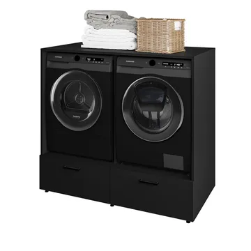 Tvättmaskin/Torktumlarskåp Rosa med 2 lådor - Svart Onyx - Förvaring - Badrumsförvaring