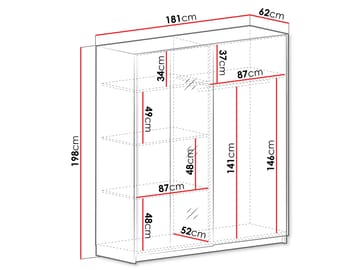 Tyrelon Garderob med spegel 181x198 cm - vit - Förvaring - Garderober & garderobssystem