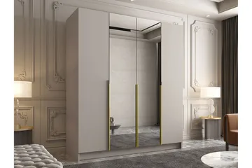 Vadstena Garderob med Spegel 200 cm - Kashmir/Guld - Förvaring - Garderober & garderobssystem