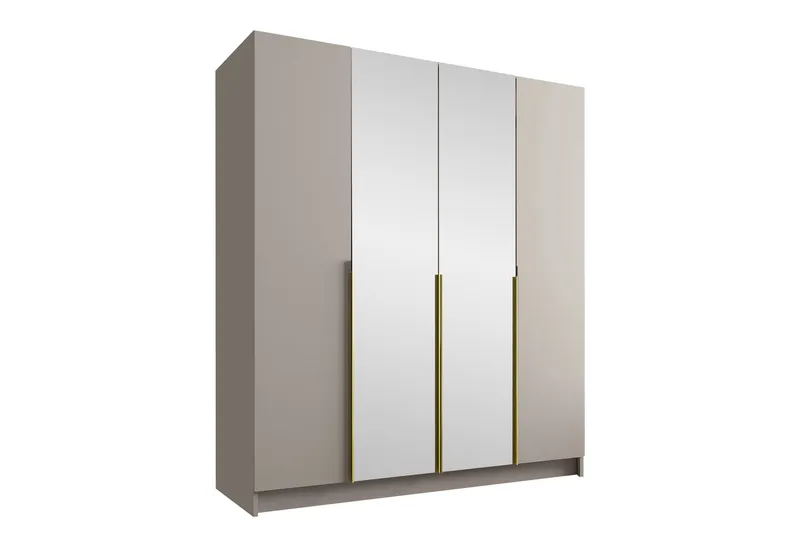 Vadstena Garderob med Spegel 200 cm - Kashmir/Guld - Förvaring - Garderober & garderobssystem