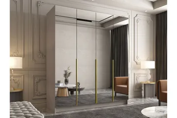 Vadstena Garderob med Spegel 200 cm - Kashmir/Guld - Förvaring - Garderober & garderobssystem