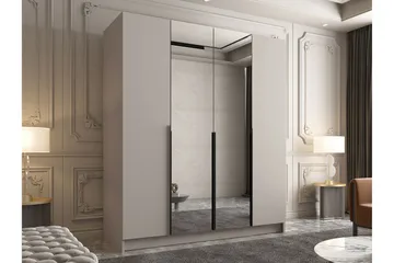 Vadstena Garderob med Spegel 200 cm - Kashmir/Svart - Förvaring - Garderober & garderobssystem