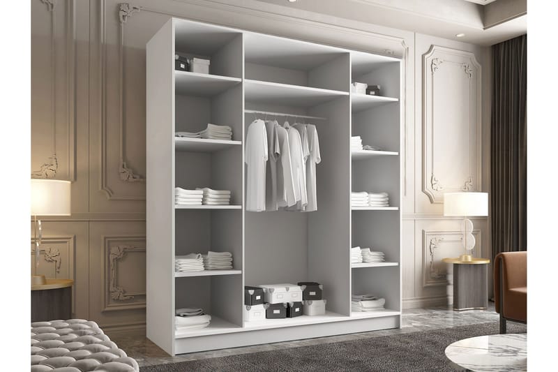 Vadstena Garderob med Spegel 200 cm - Kashmir/Svart - Förvaring - Garderober & garderobssystem