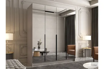 Vadstena Garderob med Spegel 200 cm - Kashmir/Svart - Förvaring - Garderober & garderobssystem