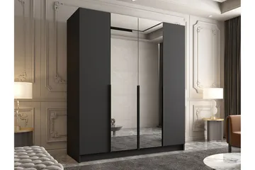 Vadstena Garderob med Spegel 200 cm - Svart - Förvaring - Garderober & garderobssystem