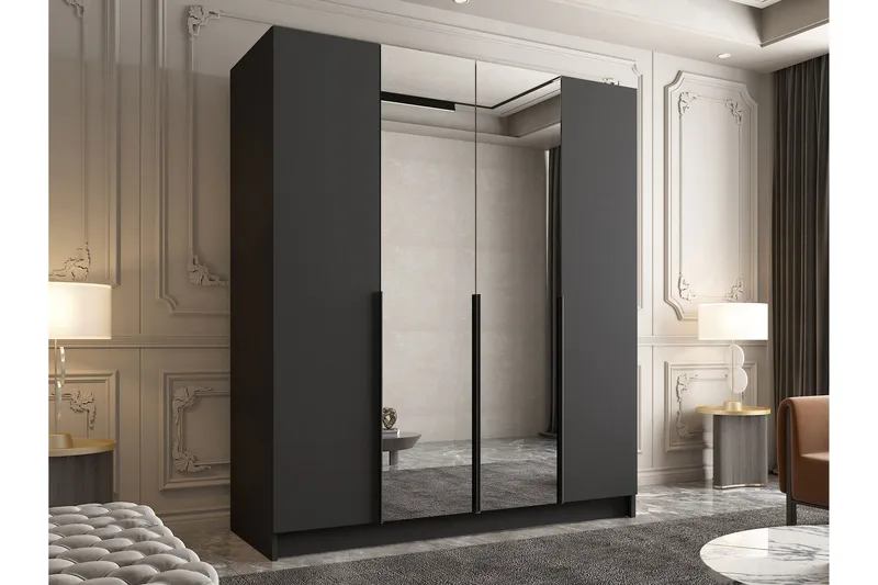 Vadstena Garderob med Spegel 200 cm - Svart - Förvaring - Garderober & garderobssystem