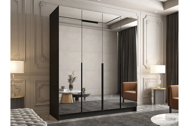 Vadstena Garderob med Spegel 200 cm - Svart - Förvaring - Garderober & garderobssystem