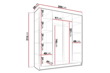 Vadstena Garderob med Spegel 200 cm - Svart/Guld - Förvaring - Garderober & garderobssystem