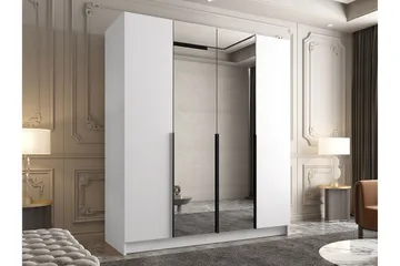 Vadstena Garderob med Spegel 200 cm - Vit/Svart - Förvaring - Garderober & garderobssystem