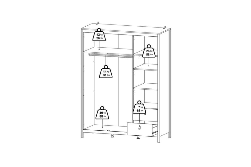 Vallvidera Garderob med Spegel 150x199 cm - Beige - Förvaring - Garderober & garderobssystem