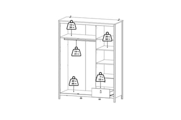 Vallvidera Garderob med Spegel 150x199 cm - Beige - Förvaring - Garderober & garderobssystem