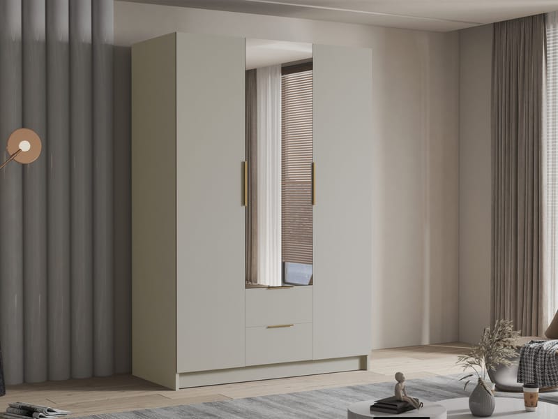 Varros Garderob med Spegel 150x216 cm - Beige - Förvaring - Garderober & garderobssystem