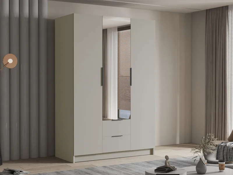 Varros Garderob med Spegel 150x216 cm - Beige - Förvaring - Garderober & garderobssystem