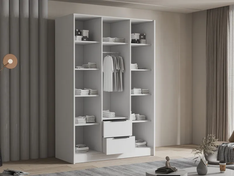 Varros garderob med spegel 150x216 cm - Svart, vit - Förvaring - Garderober & garderobssystem