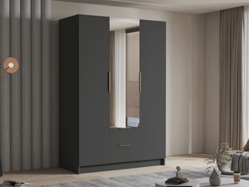 Varros Garderob med Spegel 150x216 cm - Svart - Förvaring - Garderober & garderobssystem