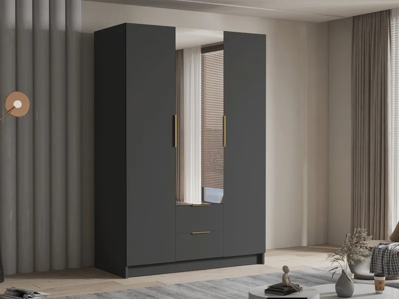 Varros Garderob med Spegel 150x216 cm - Svart - Förvaring - Garderober & garderobssystem