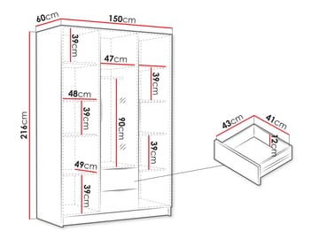 Varros Garderob med Spegel 150x216 cm - Vit - Förvaring - Garderober & garderobssystem