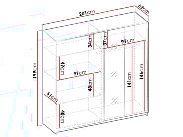 Veylan Garderob med spegel 201x199 cm - svart - Förvaring - Garderober & garderobssystem