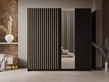 Veylan Garderob med spegel 201x199 cm - svart - Förvaring - Garderober & garderobssystem