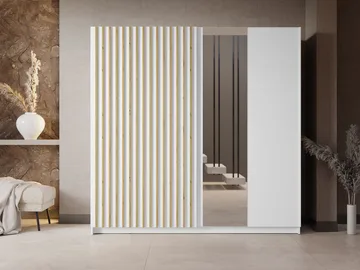 Veylan Garderob med spegel 201x199 cm - vit - Förvaring - Garderober & garderobssystem