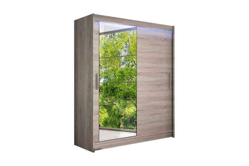 Westa Garderob 150 cm i Trä med Glasdörr, Beige