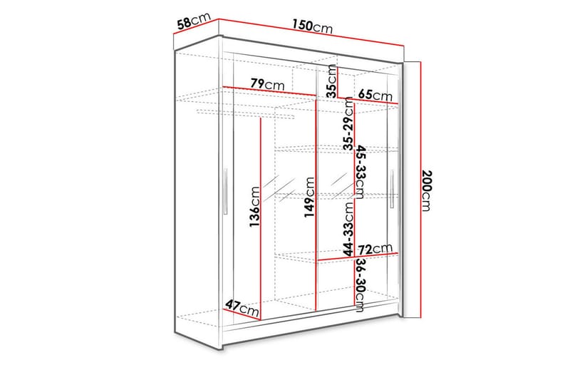 Westa Garderob 150x58x200 cm - Beige - Förvaring - Garderober & garderobssystem