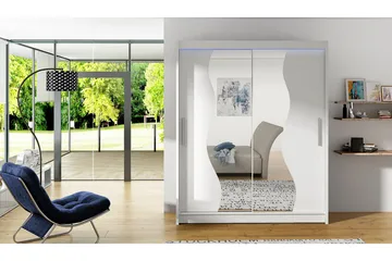 Westa Garderob 150x58x200 cm med LED - Vit - Förvaring - Garderober & garderobssystem