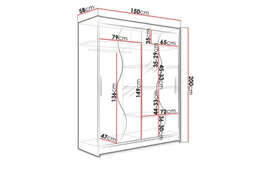 Westa Garderob 150x58x200 cm med LED - Vit - Förvaring - Garderober & garderobssystem