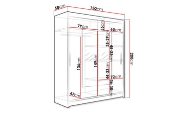 Westa Garderob med Förvaring 150 cm i Trä med Glasdörr - Vit - Förvaring - Garderober & garderobssystem