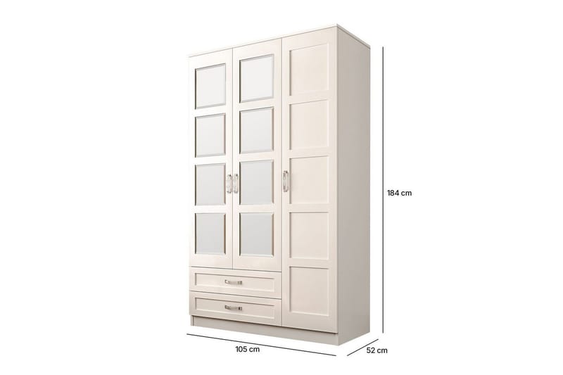 Zyricon Garderob 105x184 cm - Matt Vit - Förvaring - Garderober & garderobssystem