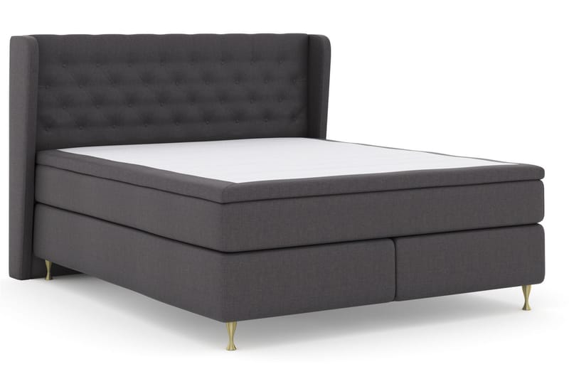 Komplett Sängpaket Choice No 4 180x200 Medium - Mörkgrå|Guld - Kontinentalsäng - Dubbelsäng - Komplett sängpaket