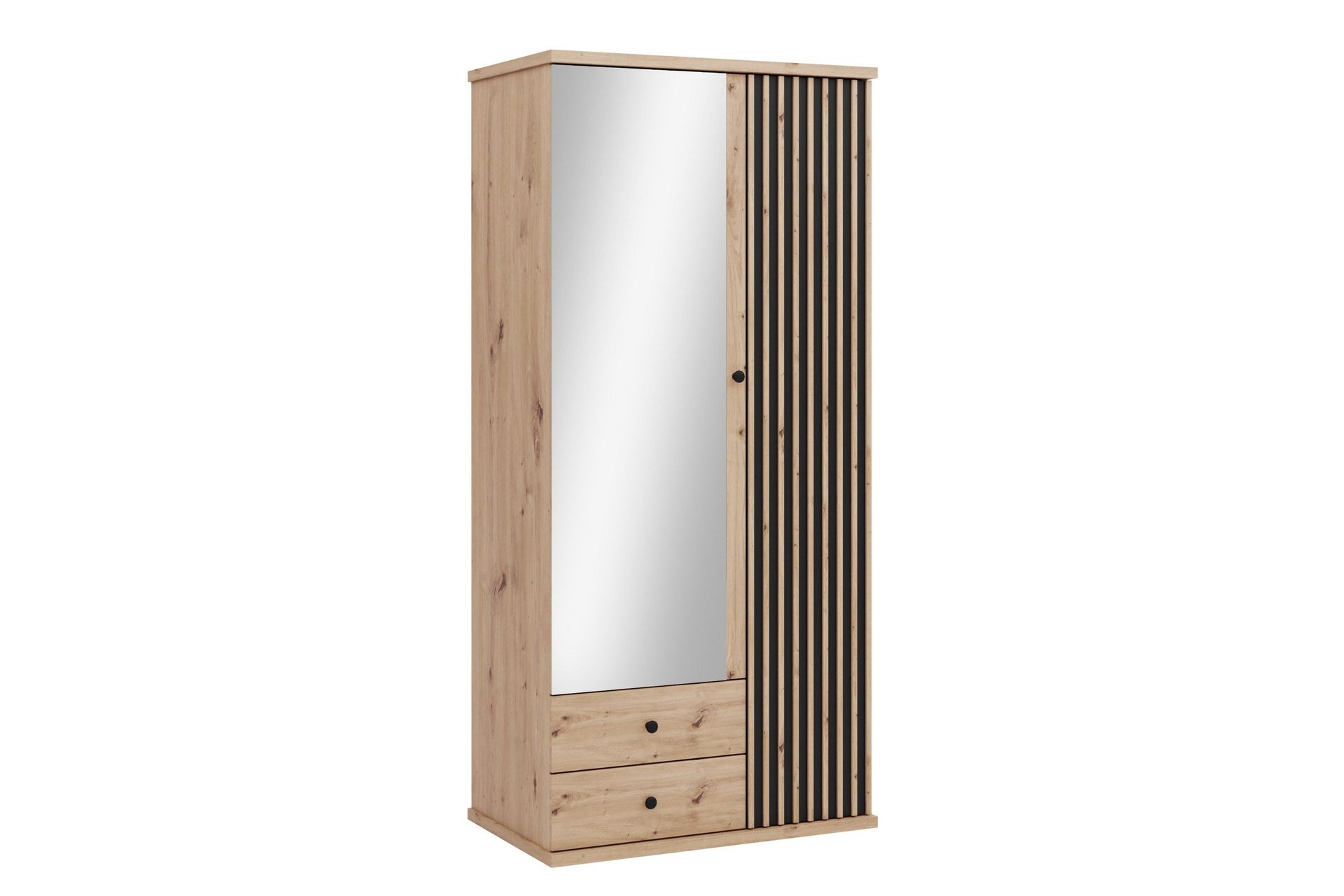 Aldbrough Garderob med Spegel 100x213 cm - Brun/Svart