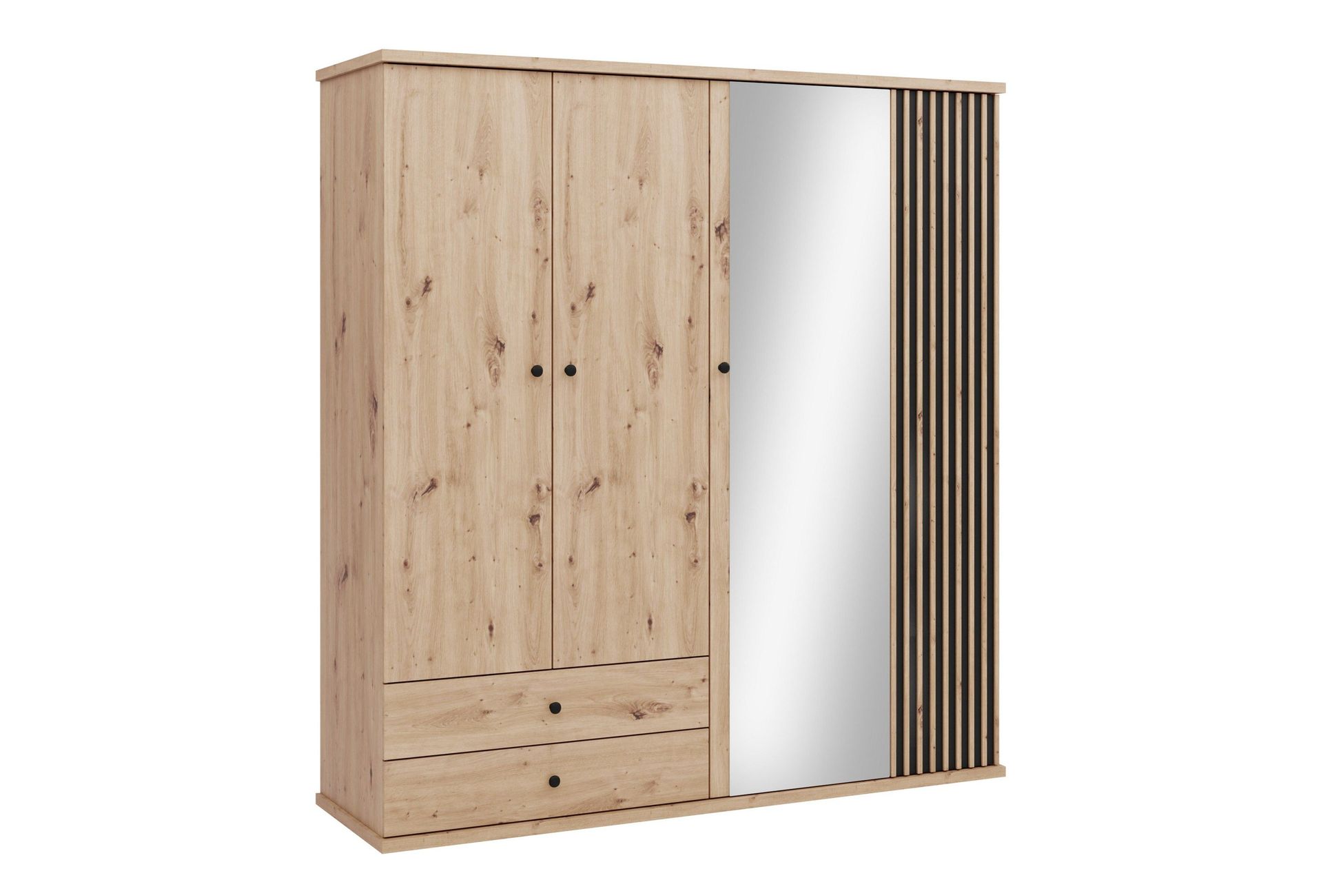 aldbrough garderob med spegel 200x213 cm - brun/svart