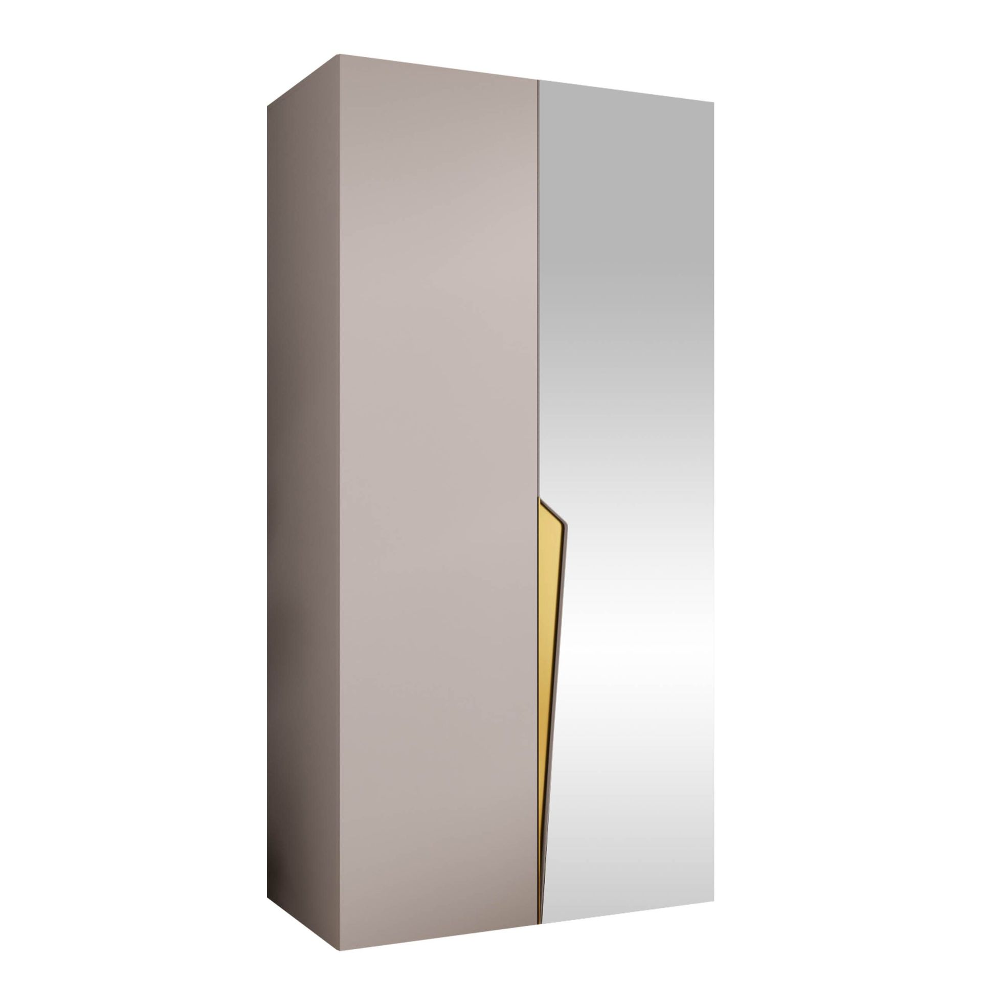 Barile Garderob med spegel 100 cm - cashmere, guld