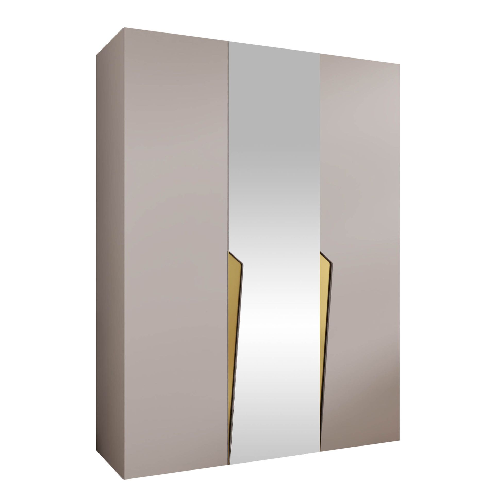 Barile Garderob med spegel 150 cm - kashmir/guld