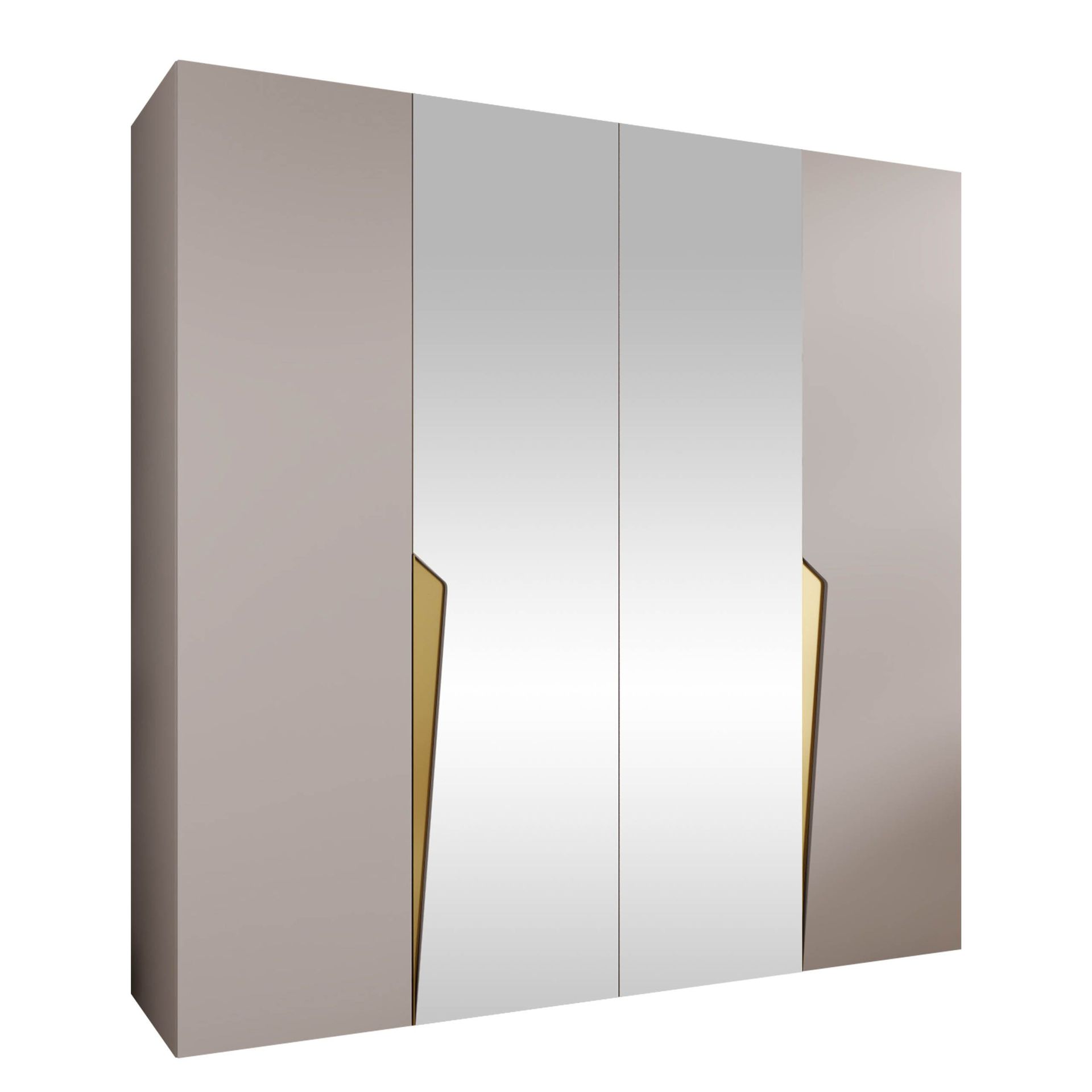 Barile Garderob med spegel 200 cm - cashmere/guld