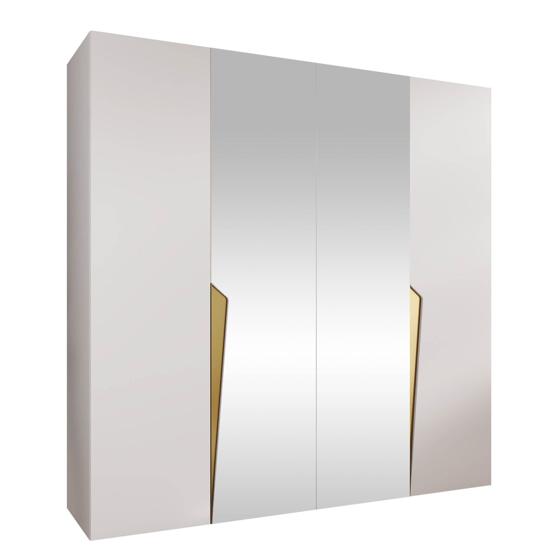 Barile Garderob med spegel 200 cm - vit/guld