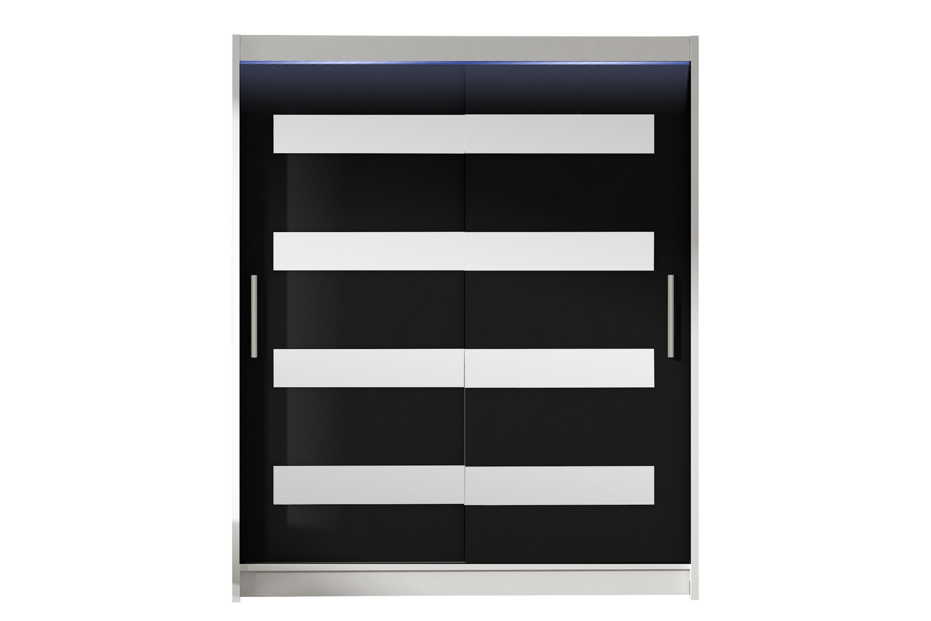 bay garderob m. spegel 150x200 cm - svart/vit