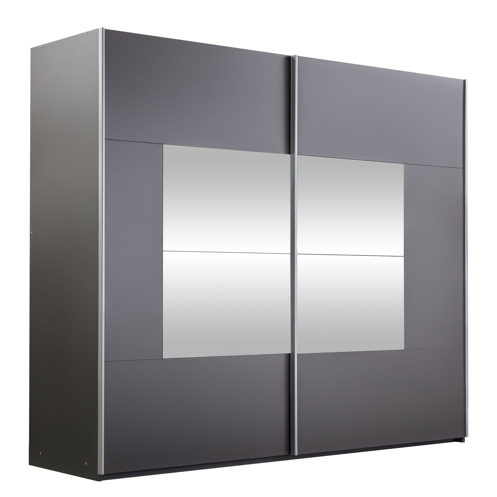 binche garderob med spegel 250x215 cm - grå