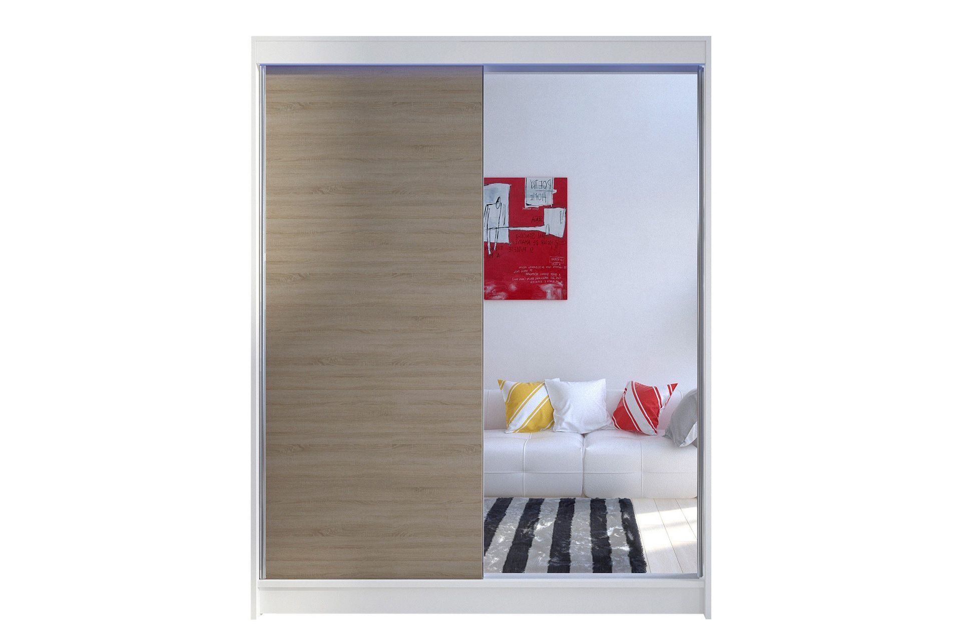 Camino Garderob 150x58x200 cm LED-belysning - Beige/Vit