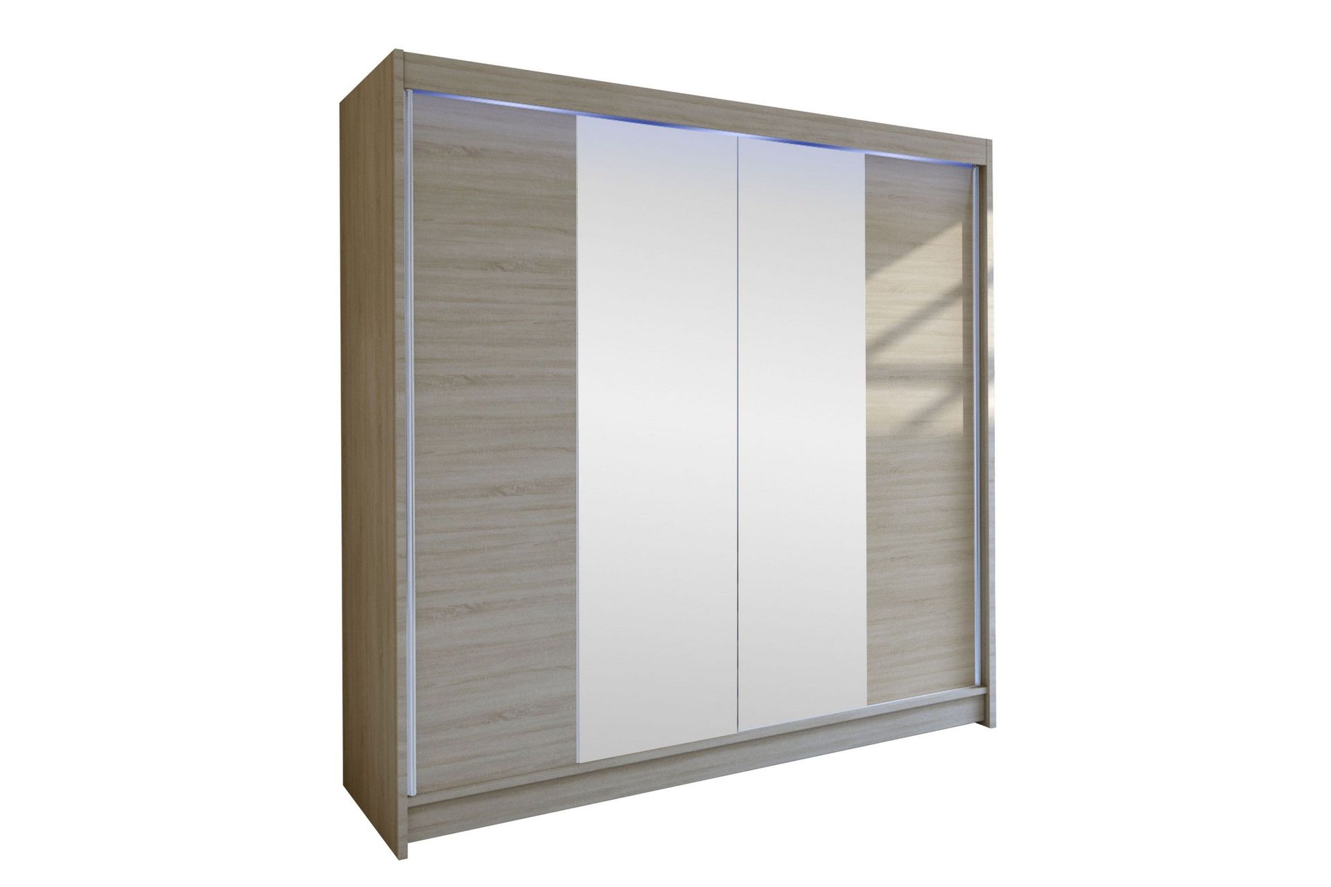 Canderbury Garderob m. Spegel 180x215 cm LED-belysning - Brun
