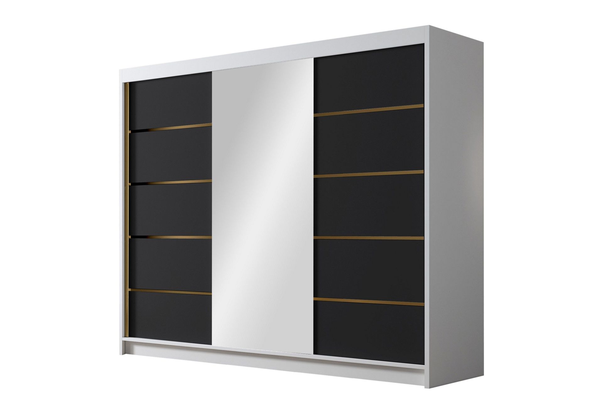 Cinerea Garderob med Spegel 250x215 cm - Svart/Vit