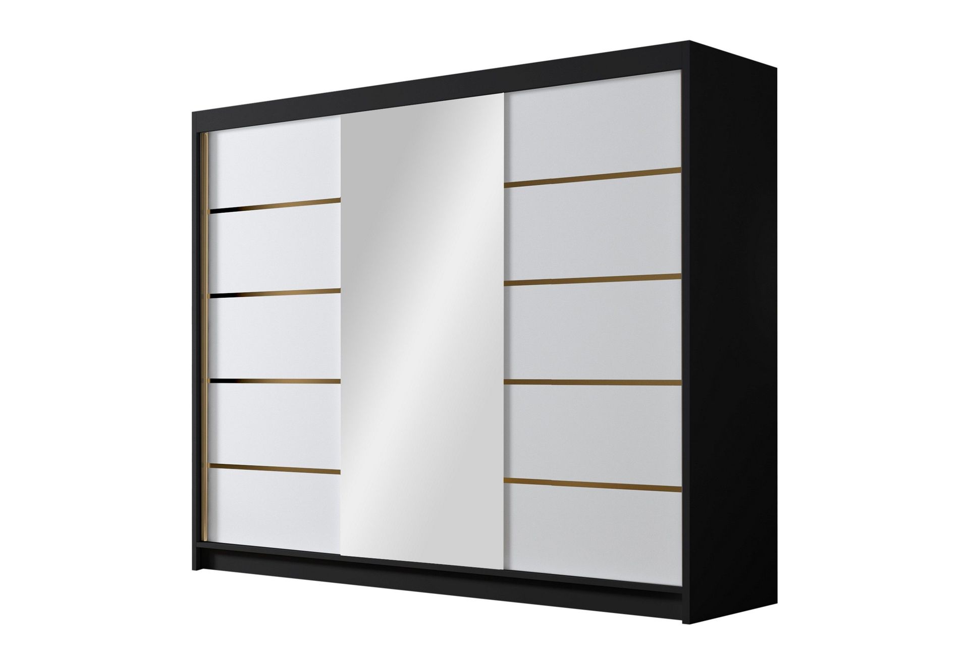 Cinerea Garderob med Spegel 250x215 cm - Vit/Svart