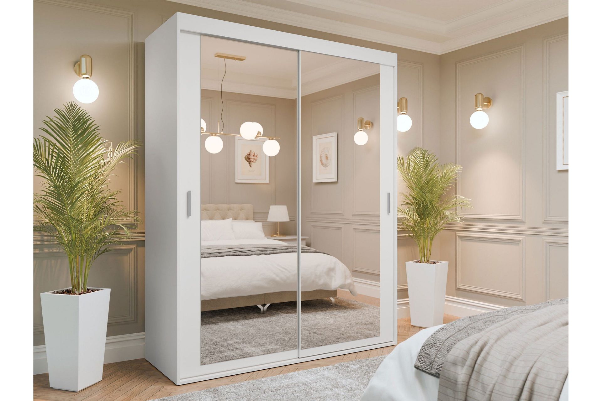 duets garderob m. spegel 160x205 cm - vit