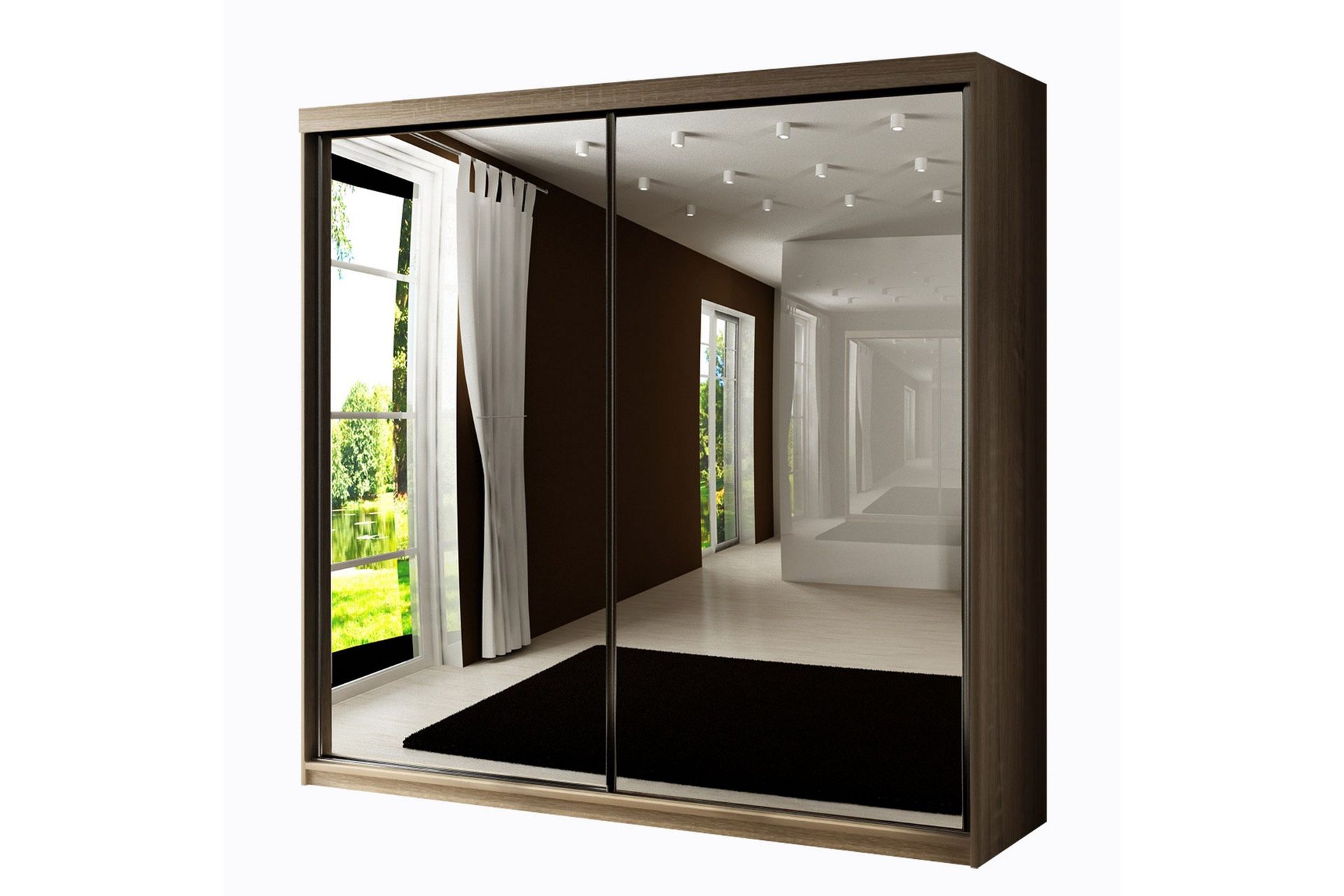 Dunkra Garderob m. Spegel 200x200 cm - Brun