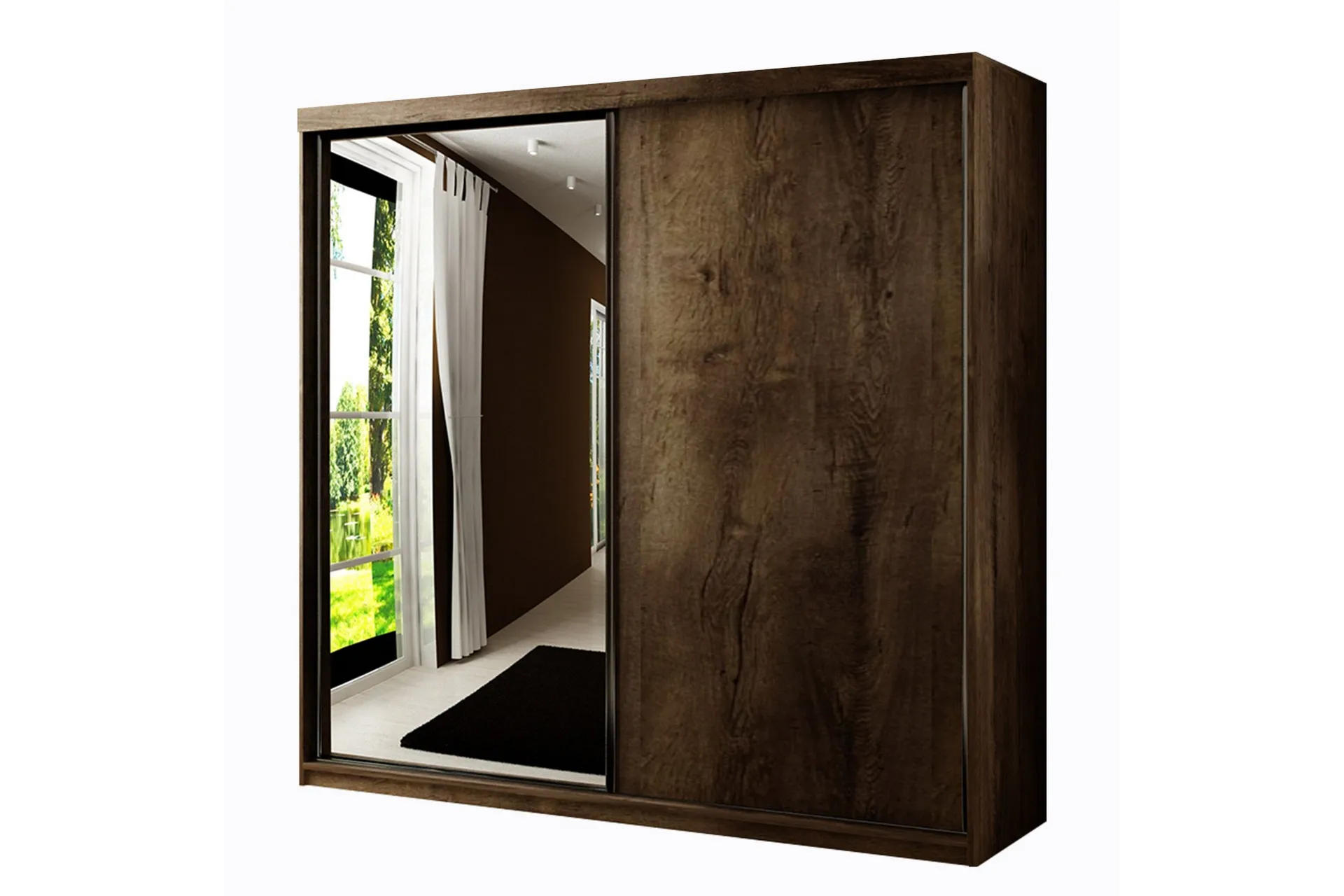 dunkra garderob m. spegel 200x200 cm - brun