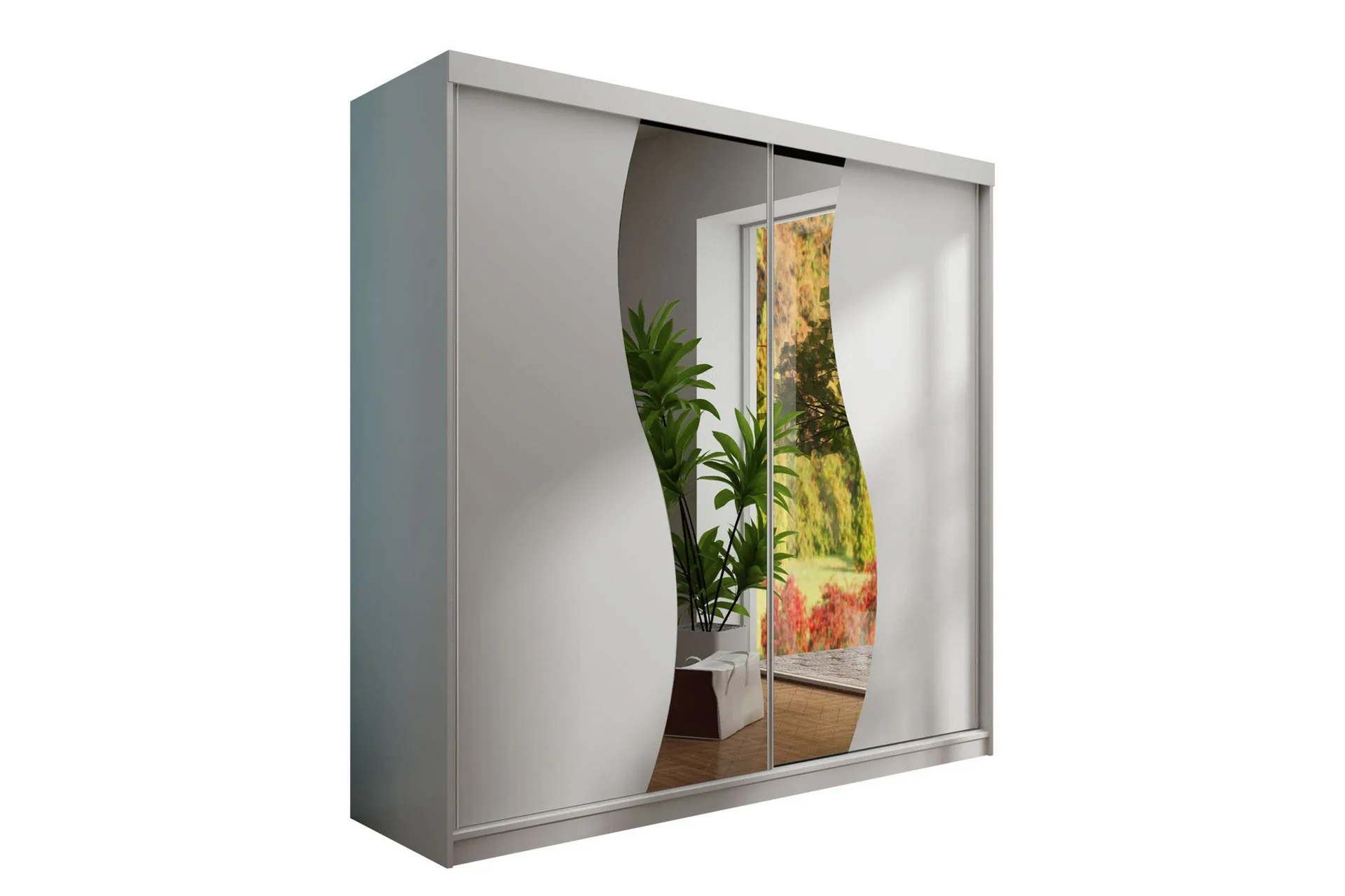 dunkra garderob m. spegel 200x200 cm - vit